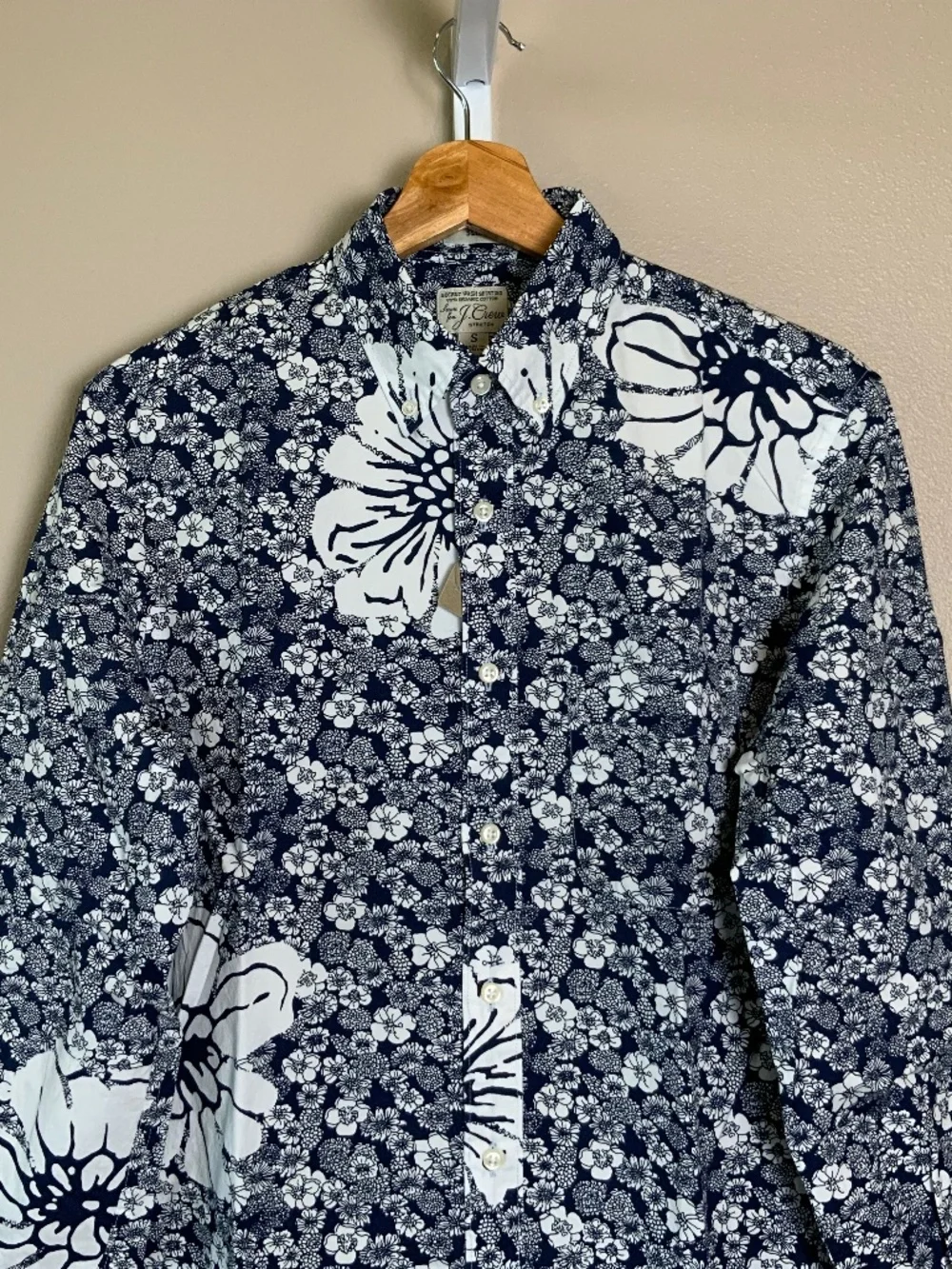 J. Crew Slim Stretch Secret Wash Cotton Poplin Button Down Shirt Hydrangea Print